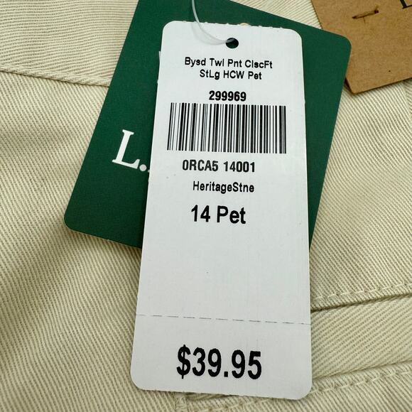 L.L. Bean Classic Fit Wrinkle-Free Cotton Pants 14 Petite Heritage Stone NWT - Picture 5 of 10